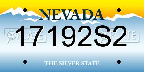 17192S2 Nevada License Plate