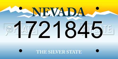1721845 Nevada License Plate