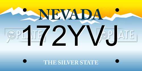 172YVJ Nevada License Plate