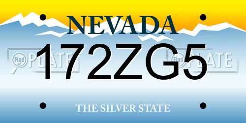 172ZG5 Nevada License Plate