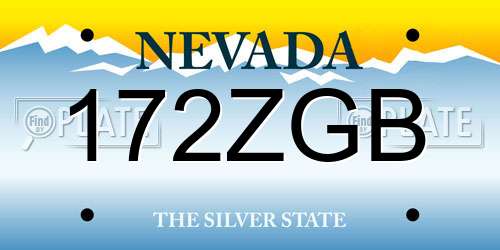 172ZGB Nevada License Plate