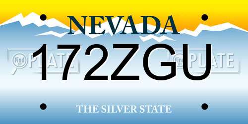 172ZGU Nevada License Plate