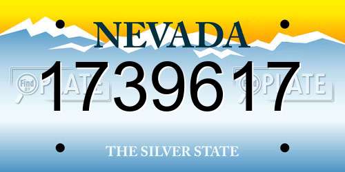 1739617 Nevada License Plate