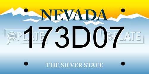 173D07 Nevada License Plate