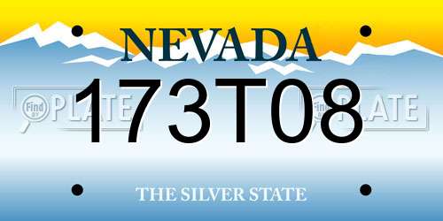173T08 Nevada License Plate