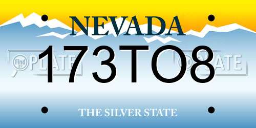 173TO8 Nevada License Plate