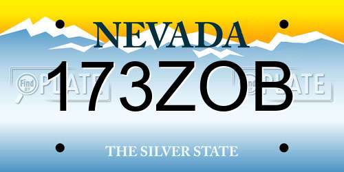 173ZOB Nevada License Plate