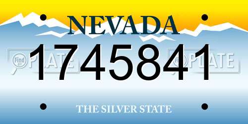 1745841 Nevada License Plate