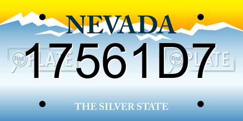 17561D7 Nevada License Plate