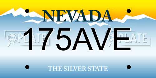 175AVE Nevada License Plate