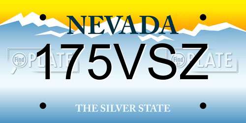 175VSZ Nevada License Plate