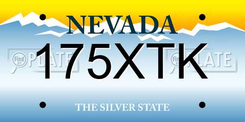 175XTK Nevada License Plate