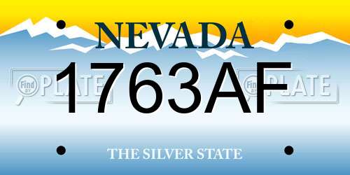 1763AF Nevada License Plate