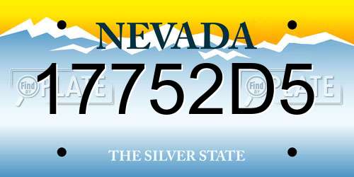 17752D5 Nevada License Plate
