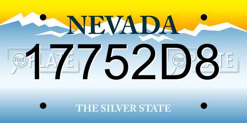 17752D8 Nevada License Plate