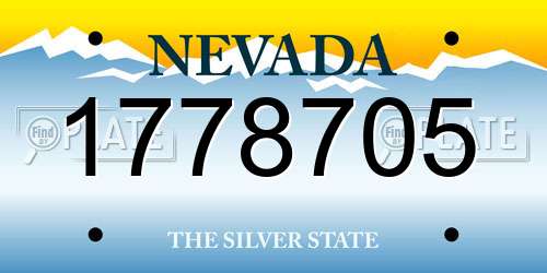1778705 Nevada License Plate