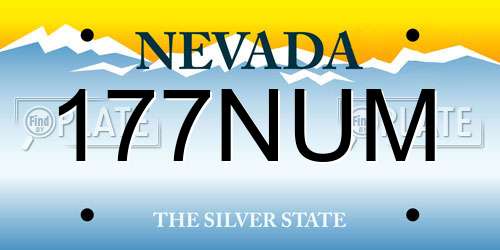 177NUM Nevada License Plate