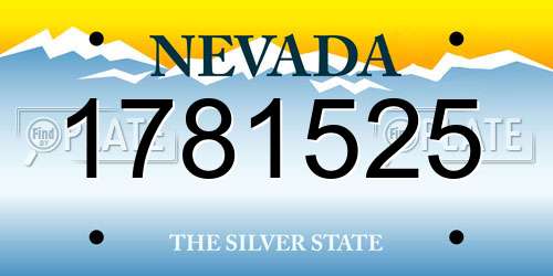1781525 Nevada License Plate