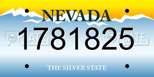 1781825 Nevada License Plate