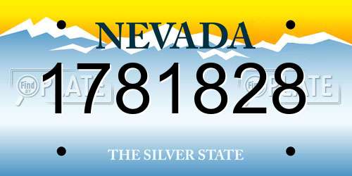 1781828 Nevada License Plate