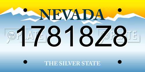 17818Z8 Nevada License Plate