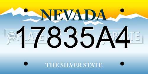 17835A4 Nevada License Plate