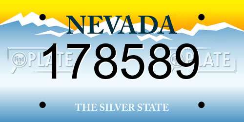 178589 Nevada License Plate