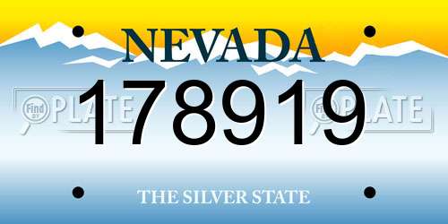 178919 Nevada License Plate