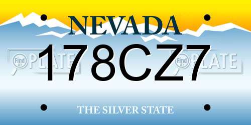 178CZ7 Nevada License Plate