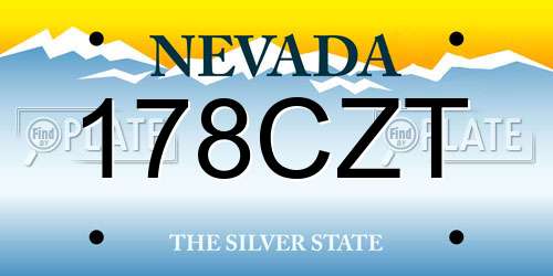 178CZT Nevada License Plate