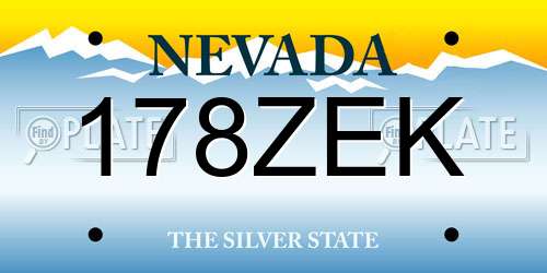 178ZEK Nevada License Plate