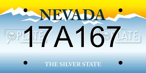 17A167 Nevada License Plate