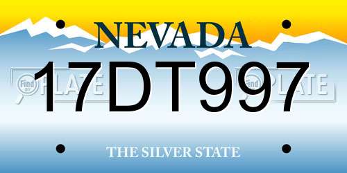 17DT997 Nevada License Plate