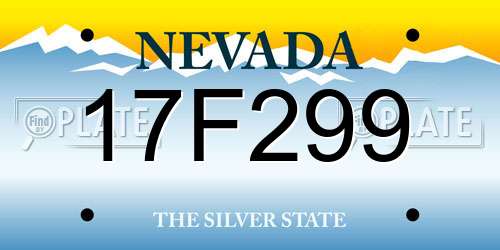 17F299 Nevada License Plate