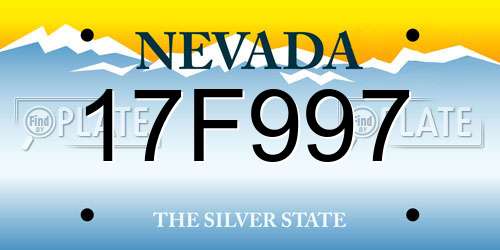 17F997 Nevada License Plate