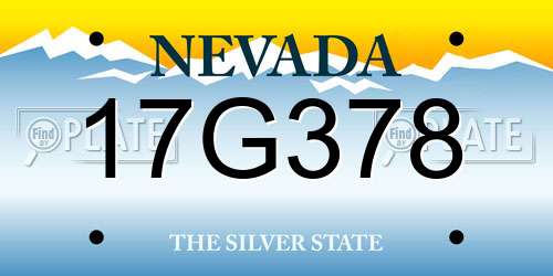 17G378 Nevada License Plate