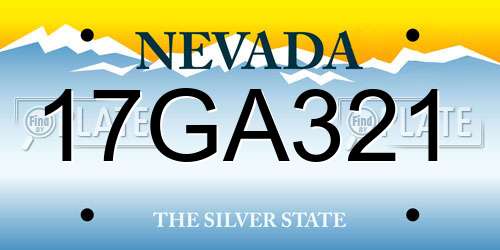 17GA321 Nevada License Plate