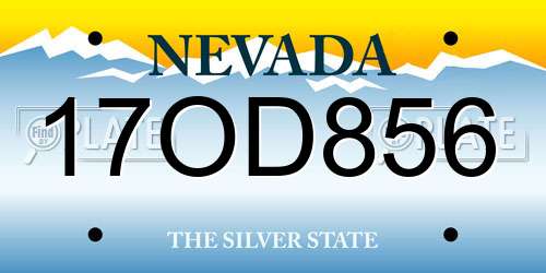 17OD856 Nevada License Plate