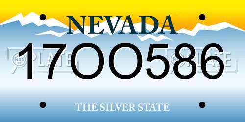17OO586 Nevada License Plate