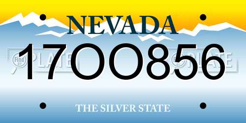 17OO856 Nevada License Plate