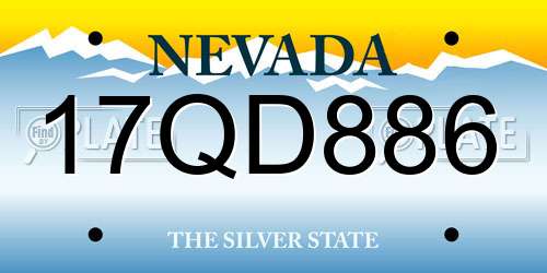 17QD886 Nevada License Plate