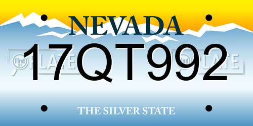 17QT992 Nevada License Plate