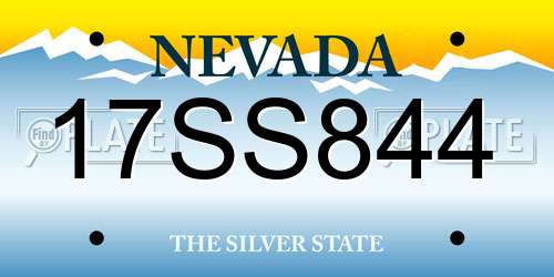 17SS844 Nevada License Plate