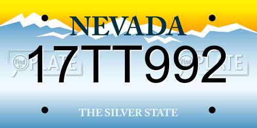 17TT992 Nevada License Plate