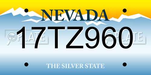 17TZ960 Nevada License Plate