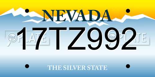 17TZ992 Nevada License Plate