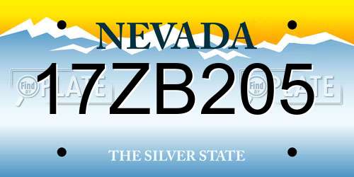 17ZB205 Nevada License Plate