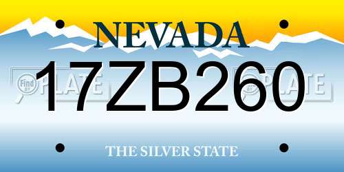 17ZB260 Nevada License Plate