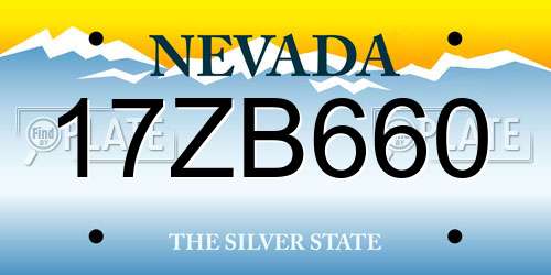 17ZB660 Nevada License Plate