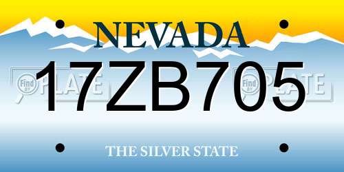 17ZB705 Nevada License Plate